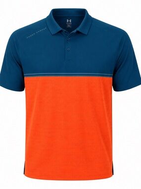 Under Armour HeatGear Golf Polo Blue Orange Performance Shirt XL